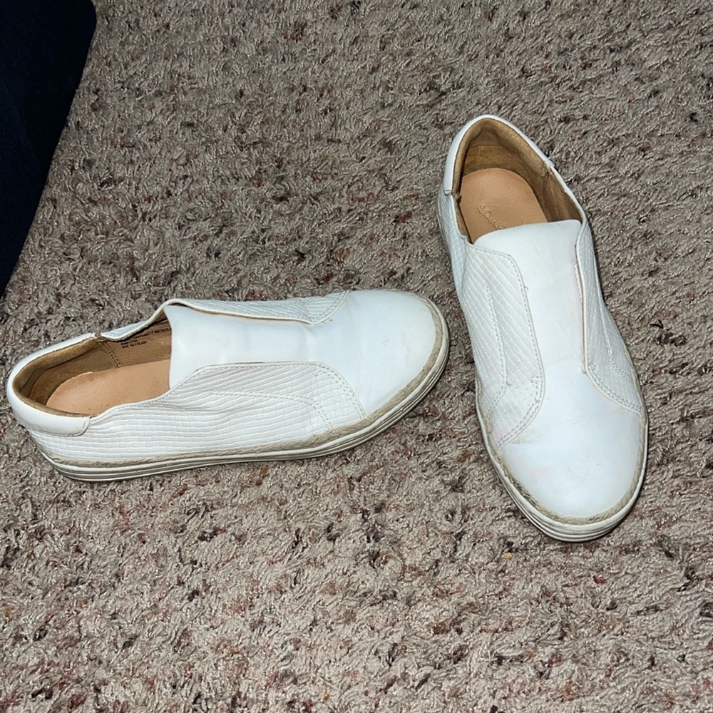 White boho slip ons